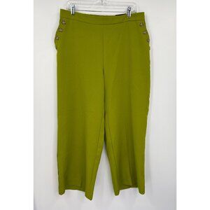 Meg & Margot Pull On Wide Leg Crop Pant Green Large NEW